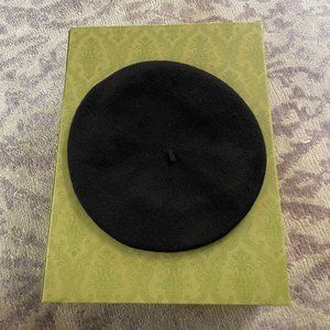 Wool and Leather Beret Hat